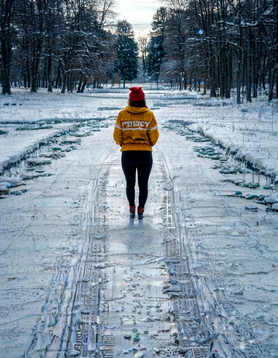 (sharp focus, 8K Resolution, golden hour, light leak, real life:1.4)shot from behind, petite gorgeous brunette white girl, (((narrow waist, insanely wide hips, insanely big ass))), jumping for joy, happy, showing off her ass, in a SNOWY LANDSCAPE, beanie, sweater, (black spandex leggings), <lora:EnvyZoomSliderXL01:2>, sitting on the ground in a field, topless ((snow, winter, snowflakes, trees in the distance, icy pond)) <lora:WhiteScene:0.89> whitescene, snowing, snow, snow everywhere, ice