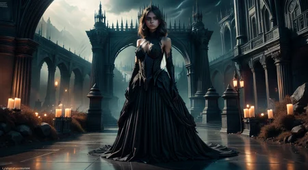 Dystopian style,
Dreamscape,
cinematic film still,
realistic analog photo, award winning photo,
head on photo,
1girl standing in archway, historic bridge with gargoyle decorations, bridge going into distant sly arch,
BREAK
Claudia, feminine woman, 24 yearsold,
fit body, toned body, lithe body, supple body,
pert d cups,
sunburnt skin, tanlines, birthmarks,
shoulderlength auburn wavey hair,
oblong face, fine features, arched eyebrows
heterochromia, round eyes,
fleshy upturned nose,
thin lips, upturned lips,
<lora:edgBonesv1:0.75> wearing edgBones, dress with skeleton bones, dress with skeletal bones, bones,
BREAK
<lora:Evil:0.75> evilrealm, dark fantasy, demonic architecture, nightsky filled with storm clouds, lightningstorm, glowing embers drifting in the atmosphere,
<lora:more_details:0.7>,
high-quality, crisp, sharp, professional-grade, high-resolution, fine detail, accurate colors, low noise, fast shutter speed, wide dynamic range, precise focus, RAW, highres, 8k, uhd, High Dynamic Range, tonemapping, crisp details, ,
. shallow depth of field, vignette, highly detailed, high budget, bokeh, cinemascope, moody, epic, gorgeous, film grain, grainy,
. Surreal, ethereal, dreamy, mysterious, fantasy, highly detailed,
. Bleak, post-apocalyptic, somber, dramatic, highly detailed