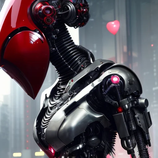 Valentines Day, futuristic heart, cybernetic, techwear, cyberpunk fashion, cyberpunk fashion, hyper-realistic, very detailed, intricate, very sexy pose, octane render, unreal engine 5, 8k, Vibrant colors, Smooth gradients, High contrast, depth of field, aperture f2.8