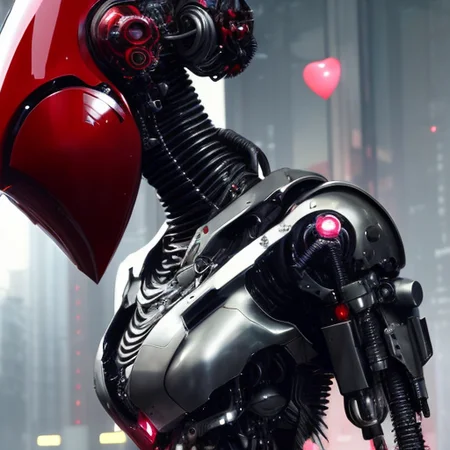 Valentines Day, futuristic heart, cybernetic, techwear, cyberpunk fashion, cyberpunk fashion, hyper-realistic, very detailed, intricate, very sexy pose, octane render, unreal engine 5, 8k, Vibrant colors, Smooth gradients, High contrast, depth of field, aperture f2.8