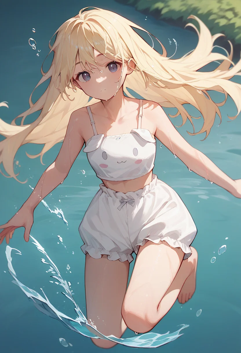 score_9, score_8_up, score_7_up, score_6_up, source_anime, <lora:bunny_cute_suit_v0.9-pony:1.0>
1girl,
white bloomers, white camisole, print,
blonde hair, long hair, jumping, water, splashing, wet hair, looking at viewer,