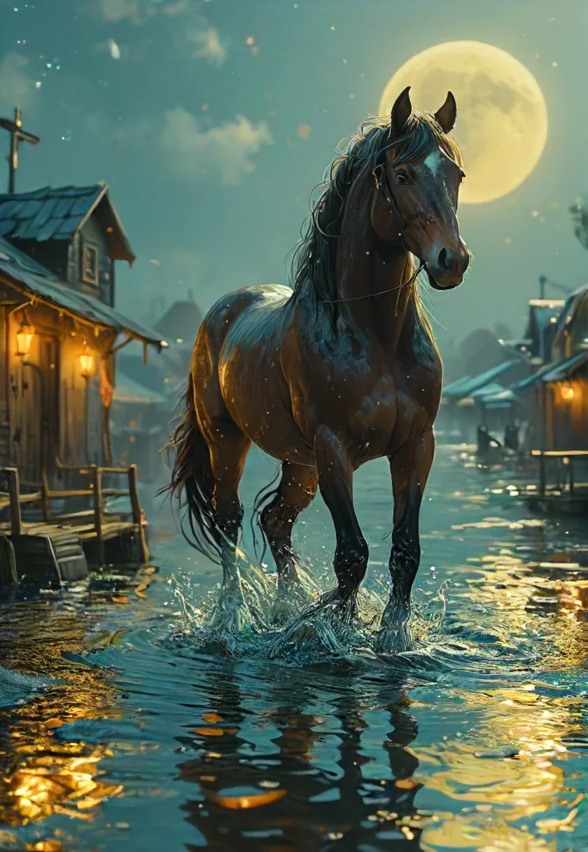 endless one horse town on a two horse moon in 3 horse water <lora:- SDXL - AI-Breaker_V3.5:1>
