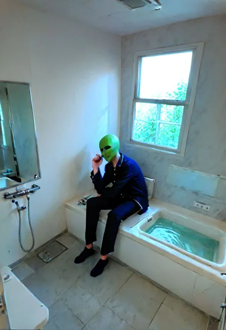 TheMask1024,, realistic,solo,male focus,,pajamas and black shorts,sitting on student chair,,Proud and tired face
Boy wearing socks ,so cute ,so sweet,
smooth top of head,1boy,,,
AmericanHeritage-Pos,photo,hxy_chair,JMF, scenery, window, faucet, bathtub, bathroom, indoors, tile wall, tiles,