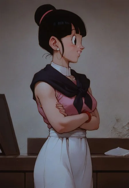 score_9, score_8_up, score_7_up, score_9, score_8_up, score_7_up,score_9, score_8_up, score_7_up, score_6_up, score_5_up, source_anime, uncensored, BREAK, masterpiece, best quality, ultra-detailed, chichi_dbz, ((milf, mature face, tall)), Purple_Dress_Orange_Neckerchief, sleeveless, standing, smile, on the mountains, cowboy shot, realistic, volumetric lighting, intricate details, tonemapping, sharp focus, hyper detailed, <lora:chichi_dbzV2:0.7>