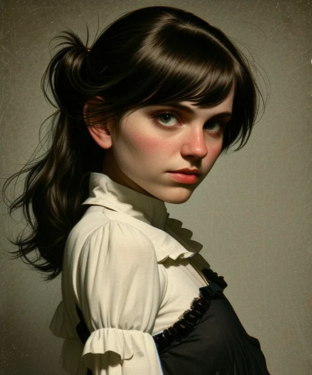 <lora:LCM_LoRA_Weights_SD15:1>
<lora:rogerhaus:1> 
mature woman, medium breasts, 
maid dress, ruffles, frills, frilled dress
ponytail, long hair,