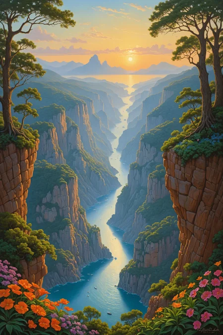 by Mark Lovett and Evgeny Lushpin and Mark Keathley in the style of Joseph Stella and Beksinski