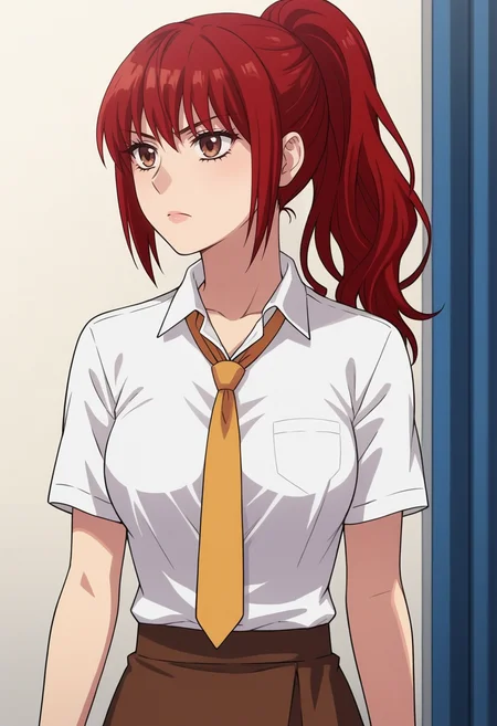 score_9, score_8_up, score_7_up, source_anime,anime screencap, anime coloring,intricate details,rating_explicit, masterpiece, best quality,
(best quality, absurd res, ultra detailed),1girl, ((solo)), good eyes,perfect eyes,,detailed eyes, zPDXLxxx , zPDXL3,detailed, detailed face, <lora:add-detail-xl:3>,(4 finger)
BREAK
<lora:Kwon_Shiyeon:0.8>, Shiyeon, brown eyes, red hair, ponytail,
white shirt, yellow necktie, brown skirt ,
BREAK
solo, indoors, standing, front view,
frown,