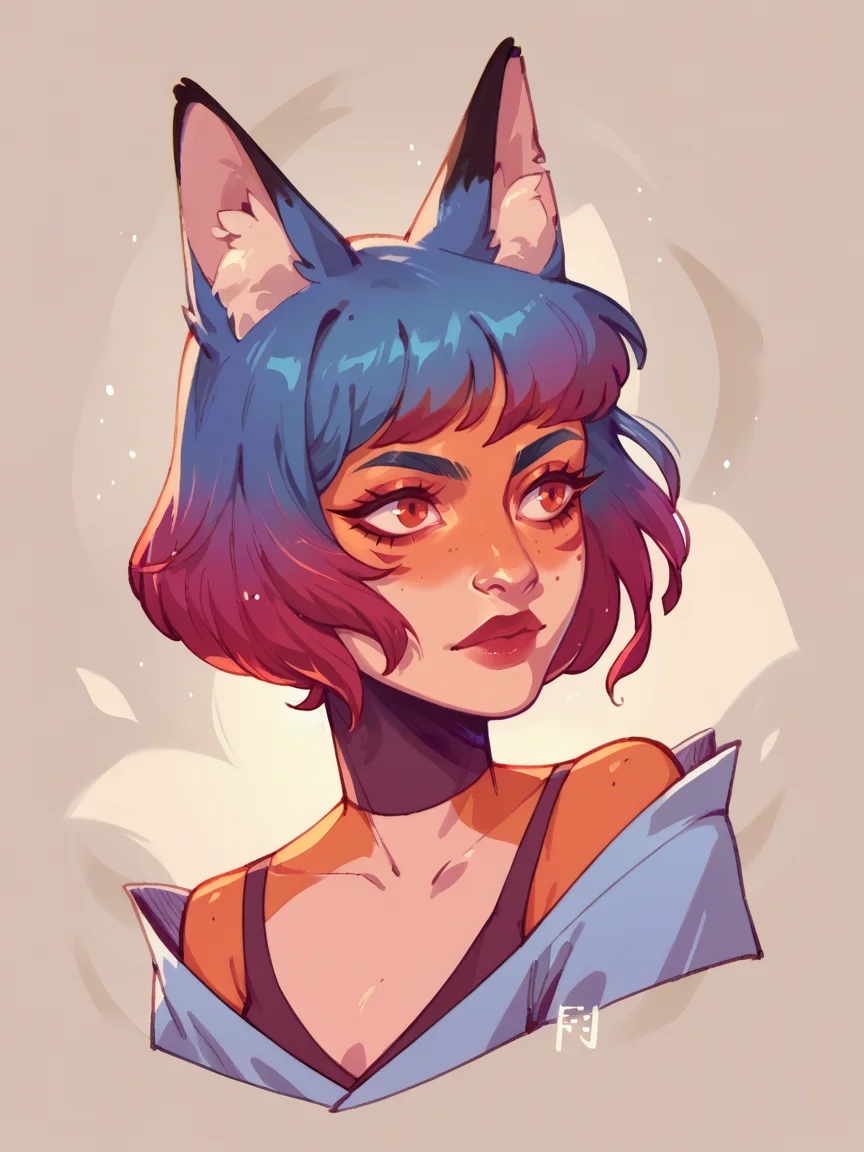 score_9, score_8_up, score_7_up, score_6_up, score_5_up, <lora:rysiartXLP:1> rysiart, solo, 1girl, fox ears,