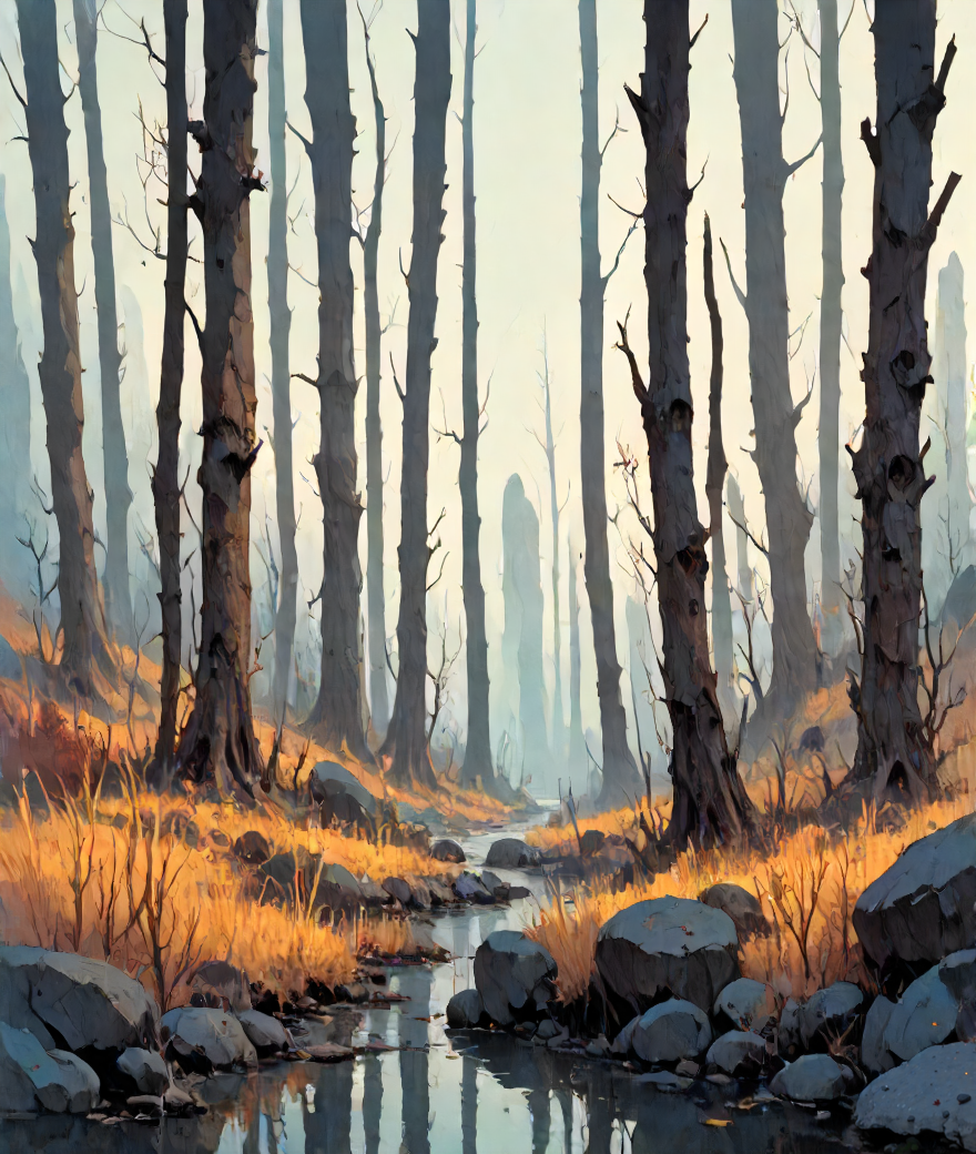 landscape, score_9,score_8_up,score_7_up,score_6_up,score_5_up,score_4_up BREAK source_anime,(absurdres), magic forest landscape  , wild and untamed scenery , Cinematic widescreen bars ,S-curve composition, no people,  <lora:FFAnime Style Pony:1> FFanime Style