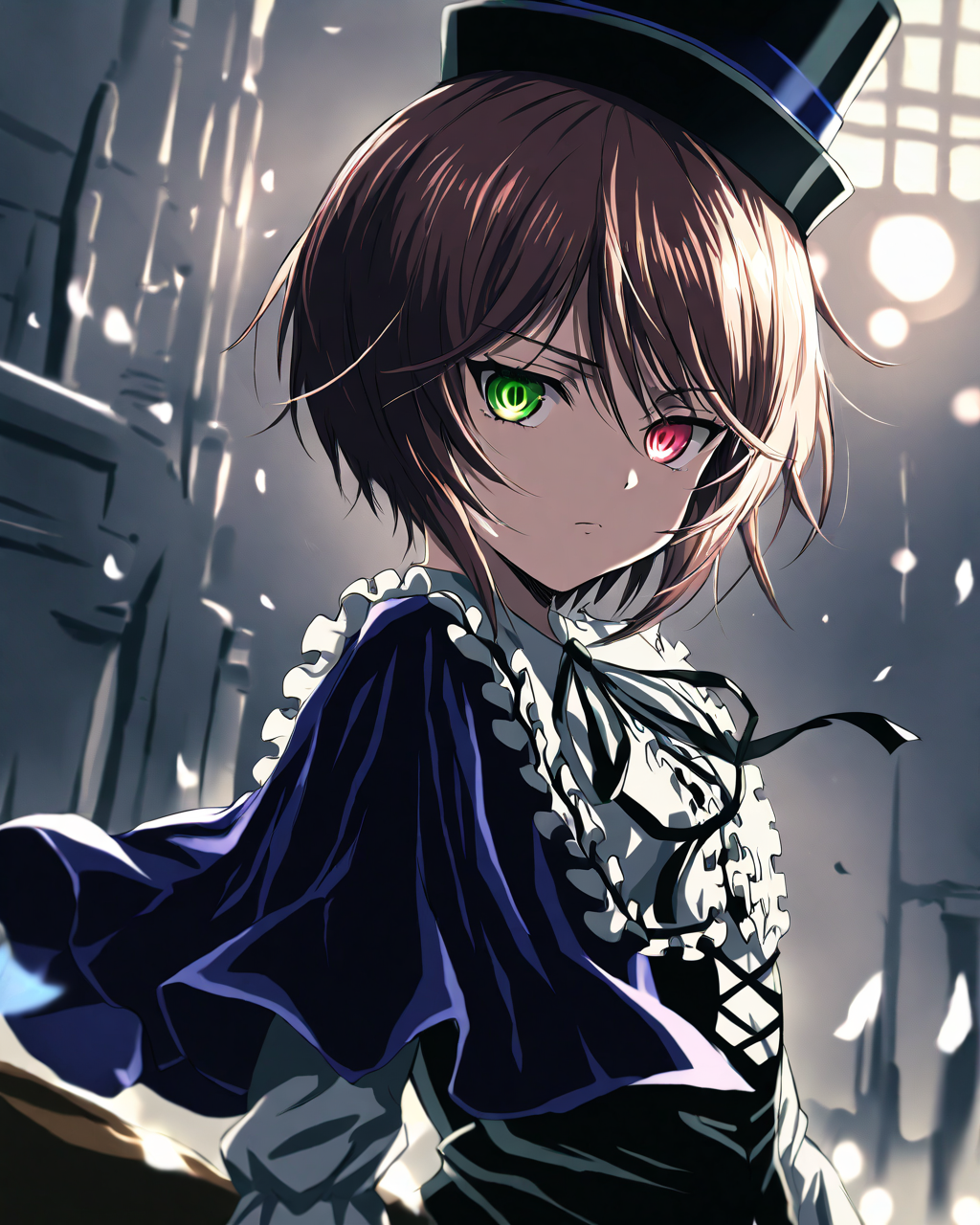SouseisekiRozenMaiden,
1girl, solo, upper body,
top hat, kodona,
<lora:kp_SouseisekiRozenMaidenAnimagineXL_v1_0:1.0>,
BREAK
masterpiece, best quality, absurdres, 
ultra-detailed, moody lighting,
detailed eyes, depth of field,
