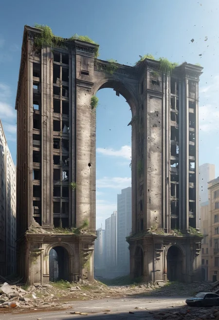 (photorealistic), city ruin, cf_style, (masterpiece), score_9