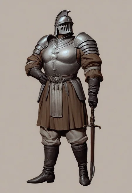 absurdres, hires, score_9, score_8_up, score_7_up, painterly, faux traditional media, renaissance, (full body, from the front), European male, tall and muscular, standing proud,sixteenth century, Spanish musketeer with ornate breastplate, helmet, holding a long musket , (late medieval European city background),dElysium