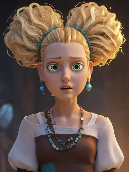 score_9, score_8_up, score_7_up, score_6_up, BREAK, Goldilocks, green eyes, blonde hair, hair bun, hair ornament, <lora:Goldilocks:0.9>