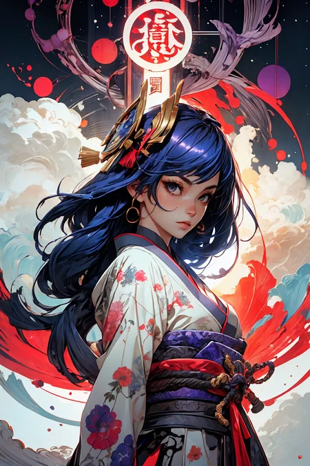 <lora:raidenShogunLora_raidenShogun:0.8> raiden shogun \(genshin impact\),
long purple hair, god, divine being, kimono,
<lora:more_details:0.4>
<lora:Cosmic anime-oil fusion v2:0.4>
<lora:AnimeVibesV3:0.25> animevibes,
<lora:3DMM_V11:0.5> 3DMM
<lora:midjourney_20230624181825:0.4> midjourney ,
<lora:LAS:0.25> colorful, clouds,
<lora:msw_locon-t2:0.45>
<lora:wuxia2:0.5> gu, shiny, shiny hair, shiny skin, shiny clothes