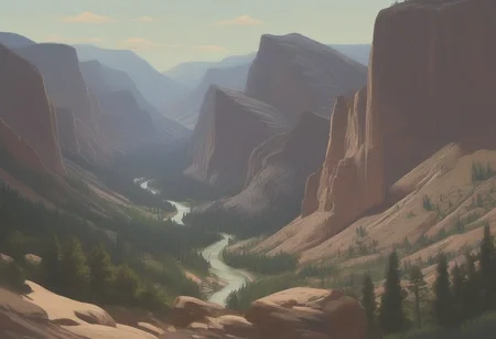 Silkscreen, WPA style, national parks style, subtle color, limited color palette, painting,