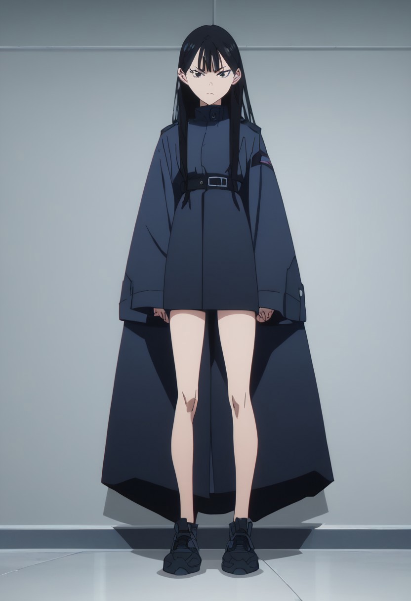 score_9, score_8_up, score_8, , full body, view from under, looking at viewer, small breasts, thin thighs, long hair, black hair, anime screencap