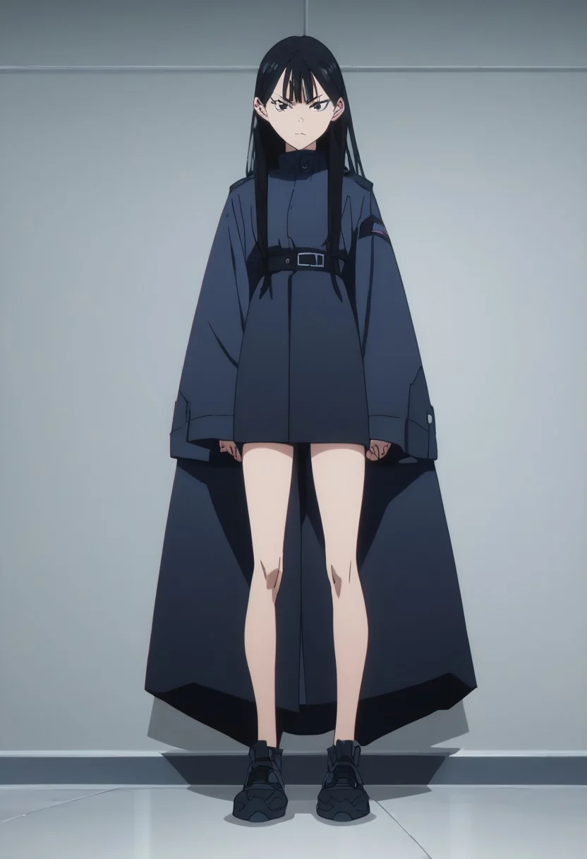 score_9, score_8_up, score_8, , full body, view from under, looking at viewer, small breasts, thin thighs, long hair, black hair, anime screencap