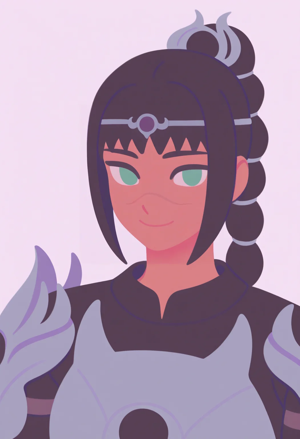 masterpiece, best quality, very aesthetic,
1girl, solo, shadowheart, black hair, braided ponytail, green eyes, scar on face, circlet, armor,
horny smile, looking at viewer, upper body, simple background, white background <lora:ShadowHeartIllustrious_byKonan:0.8>
<lora:MinimalistFlatColorXL_byKonan:0.8>