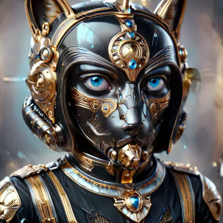 (upper body shot), (egyptian egyptpunkai god Osiris in an intricate black spacesuit with a ((transparent helmet)) that covers face partially, blue cat eyes,
 perfect, intricate, :1.1), wearing a super sexy leather ranger outfit, by ZdzisBaw BeksiDski's and H.R. Giger and Stefan Martiniere and Tomer Hanuka, hyper detailed, award winning on artstation.com,(intricate details, masterpiece, best quality:1.4), looking at viewer, dynamic pose, wide angle view, dense fog, Different shades of oxblood red and Rainbowiridal palette eyes and lemon yellow, embellished with gold decoration, fractal art, in the style of nicola samori, Intense gaze, Bright ,Model, expression, RaygunGothicStyleAI, Genetically modified...