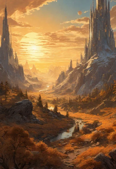 As the day progresses, the sunlight transforms, casting a warm, amber glow that imbues the entire glade with a sense of otherworldly magic by Al Williamson,  (panoramic , artstyle-art deco but extremely beautiful:1.4), (intricate details, masterpiece, best quality:1.4)
Terragen, beautiful massive landscape, epic scenery, Terragen, , looking at viewer
<lora:add-detail-xl:1> <lora:xl_more_art-full_v1:0.5>  <lora:looking_at_viewer:2>