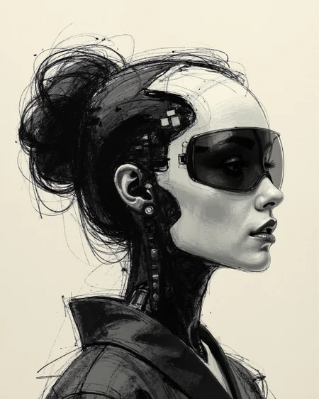 (woman Geisha is an android, the plastic cyborg mask is open, the mechanical parts of the robot are visible inside, the android is very sinister and dangerous, from the epic movie Ghost in Armor:1.15),
Step into a world of minimalistic beauty where simplicity reigns supreme, where every element matters. This auditory-visual masterpiece is crafted in homage to Henri Matisses composition techniques, Charlie Bowaters lustrous glass paintings, and Oskar Schlemmers abstract forms. In a harmonious embrace of whitespace and clean lines, colors dance alongside shapes that ascend like resonant melodies. Each brushstroke is intentional, uncluttered compositions conveying elegance through essential elements alone. Abstract forms rise from the canvas as if drawn by sound waves themselves. This serene symphony showcases monochromatic color palettes allowing your eyes to focus on the harmony within each stroke. The lighting is subtle yet essential, evoking an understated energy without overwhelming your gaze. It is akin to the soft echoes of distant notes playing in unison with visual silence. Textures remain smooth, inviting your touch as you delve deeper into this transformative experience. This minimalistic audiovisual tapestry transcends artistic boundaries while stimulating both your ears and eyes in perfect harmony. You are left feeling awestruck at how simplicity captures the boundless connections between sound and sight.