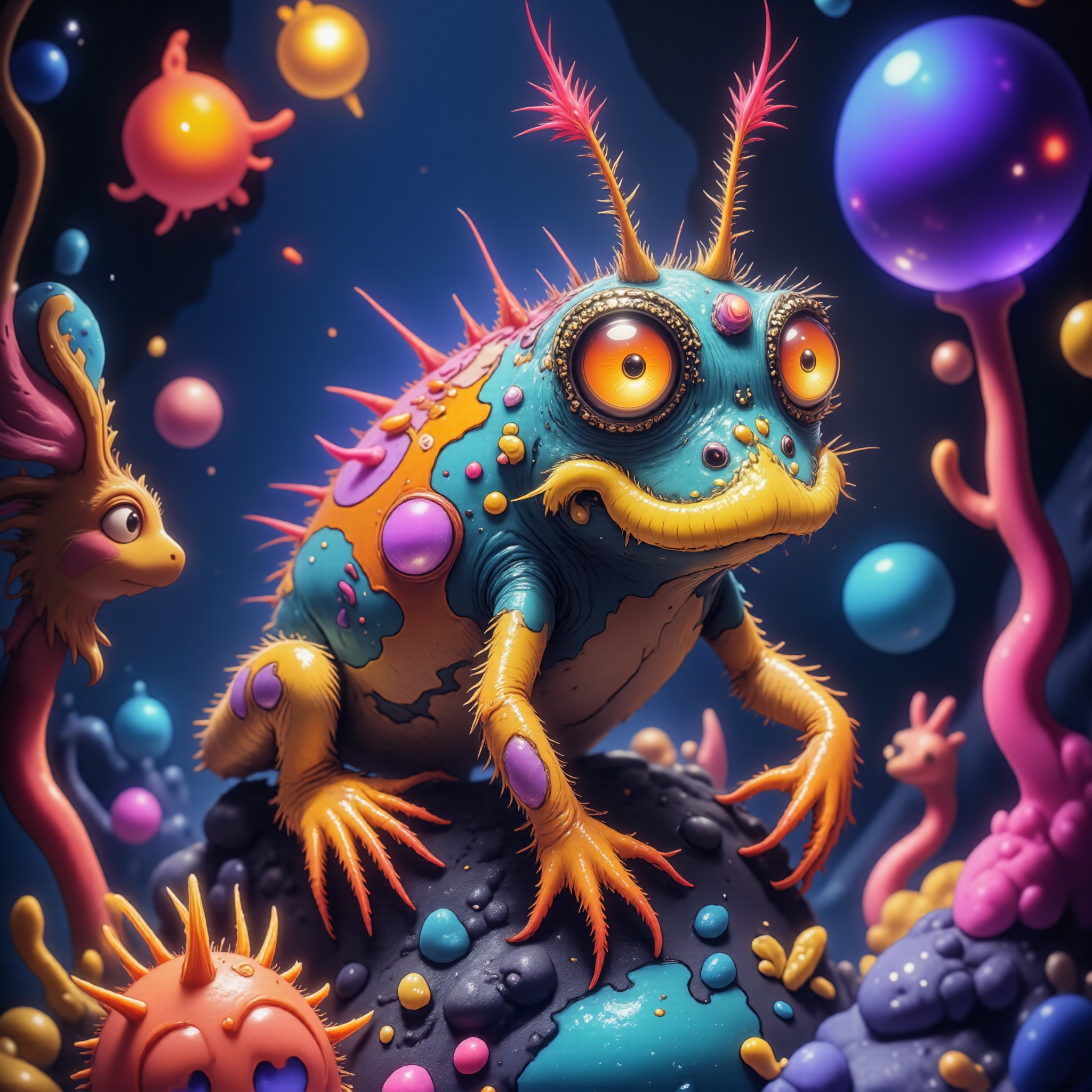 highly detailed, intricate, detailed background, award-winning macro photo, short depth of field, the odd and otherworldly "big-eyed nergyspundler" is a tiny bioluminescent ocean-dwelling creature, infroggeling on the gofting geothermal vents in the chemical-rich waters on planet "flarbellon secundus", there it is feeding on colorful perlyfumed nurbleflarm growing on the deep sea reefs, golden ratio, in the style of ck-ovf, seusiancartoon, aidmamj6.1,
<lora:style-oneviolentfantasy-ep21-flux-by_chronoknight:0.6>
<lora:style-seussian_cartoon-flux-by_daalis:0.76>
<lora:midjourney_61-v0.4-flux-by_aidma:0.6>
<lora:faetastic_details-flux-by_faeia:0.8>