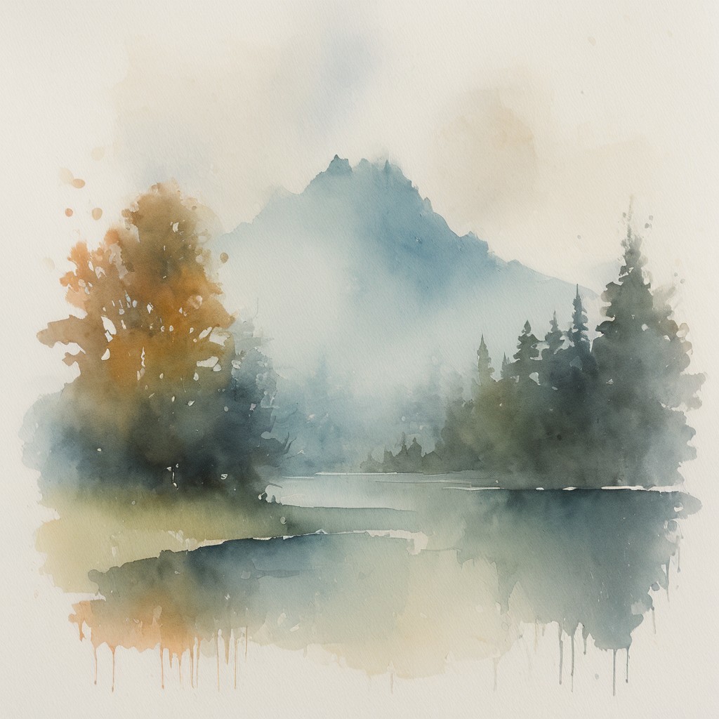 <lora:watercolor_lora:1.0>, Mountains and nature