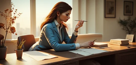 score_9, score_8_up, score_7_up, score_6_up, score_5_up, score_4_up, 3d, realistic, business female sitting at a luxury desk, backlight, cinematic photoshot <lora:ponys-dream:.9>