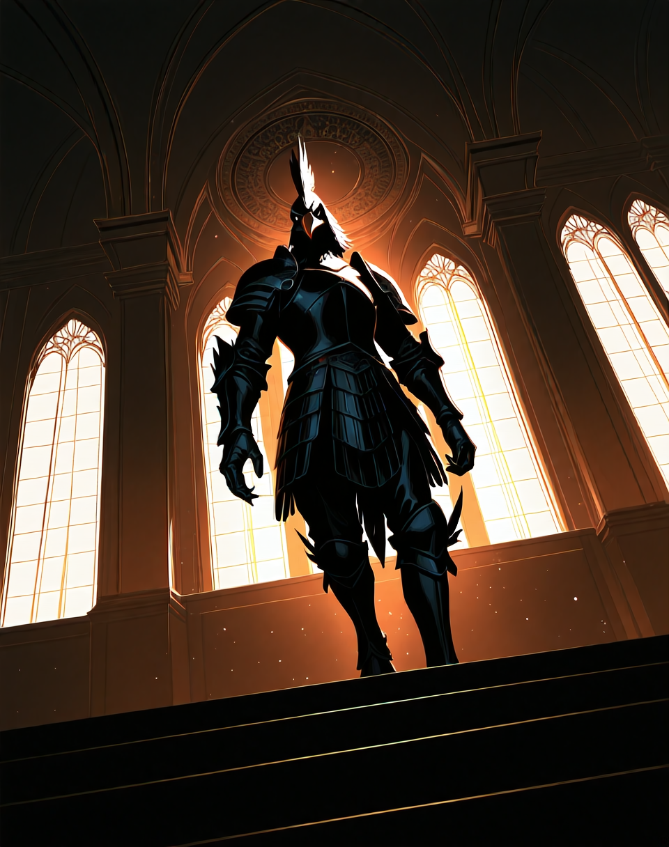 <lora:Fokka_(Zelda_2)_(Illustrious)_(AD):1> Fokka, birdmen, armor, 
male focus, intense shadows, dynamic shadows and lighting, intricate details, attention to details, gradient coloring, dutch angle, interior, palace, bird warrior, 
EZRealPONYXL, zPDXL, Smooth Quality, lazynsfw,