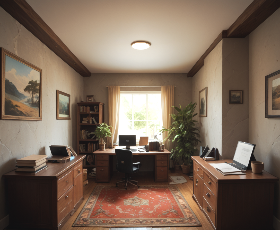 score_9, score_8_up, score_7_up, 
<lora:Authoritarian_Interior_(Architecture)_(Pony)_(AD):0.8> Authoritarian Interior, interior design, architecture, limestone, marble, wood, plaster, coffered ceiling, 8K, In'ei, chiaroscuro, volumetric lighting, perfect depth of field shot, 8K CGI render, beautiful, subsurface scattering, photographic realism, asymmetric viewpoint, off center perspective, art by Thomas Kinkade, business office, desk, bookcases, rug, coffeemaker, BREAK zPDXL, <lora:wowifierXL:0.2> art by mooncryptowow <lora:sdxl_lightning_8step_lora:0.4> <lora:detailed_notrigger:0.5>