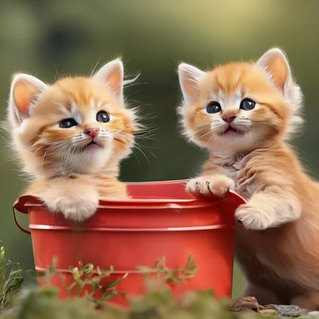 r4alc4ts kittens, playful with bucket, adorable, nice scenery, detailed, absolutely outstanding image, <lora:fluffykitten_XL_LoRA:1.0>