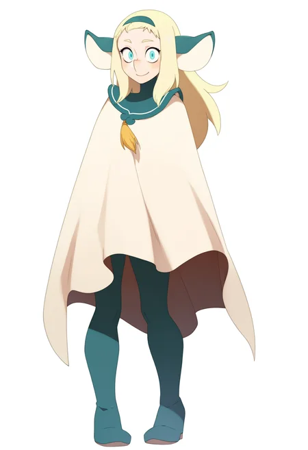 masterpiece, best quality, very aesthetic, absurdres,
1girl, bakarajurgen, blonde hair, long hair, blue eyes, hairband, animal ears, gloves, hairband, cape,
full body, standing, smile, looking at viewer, solo, simple background, white background, <lora:BakaraJurgenNoobXL_byKonan:1>