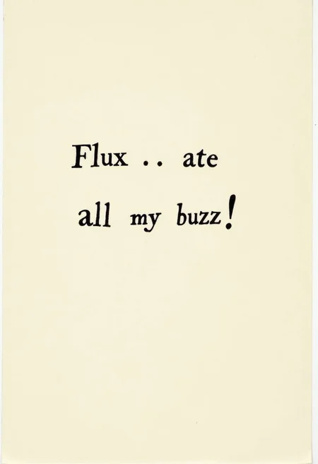 A letter with the text " Flux ate all my buzz !"