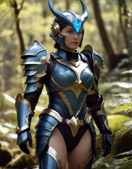 cinematic film still cinematic still fflix_ufantasy, shoulder armor, glowing eyes, horns, 1girl, helmet, nature, gauntlets, power armor, full armor, pauldrons, forest, tokusatsu, blue eyes, outdoors, standing . emotional, harmonious, vignette, highly detailed, high budget, bokeh, cinemascope, moody, epic, gorgeous, film grain, grainy", "fflix_ufantasy, shoulder armor, glowing eyes, horns, 1girl, helmet, nature, gauntlets, power armor, full armor, pauldrons, forest, tokusatsu, blue eyes, outdoors, standing, intricate, elegant, dramatic lighting, highly detailed, lifelike, photorealistic, digital painting, artstation, illustration, concept art, sharp focus, art by kagetsuya terada, akihiko yoshida and hidari and wlop
<lora:fflix_ufantasy-000004:1>, , <lora:FILM_PHOTOGRAPHY_STYLE:0.25> . shallow depth of field, vignette, highly detailed, high budget, bokeh, cinemascope, moody, epic, gorgeous, film grain, grainy