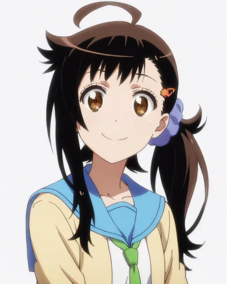 score_9, score_8_up, score_7_up, best quality, masterpiece, anime, anime screencap, anime coloring, 1girl, solo, upper body, (simple background, solid white background:1.3), <lora:haru-nisekoi:0.8>, haru onodera, side ponytail, scrunchie, hairclip, cardigan, school uniform, serafuku, looking at viewer, smile,