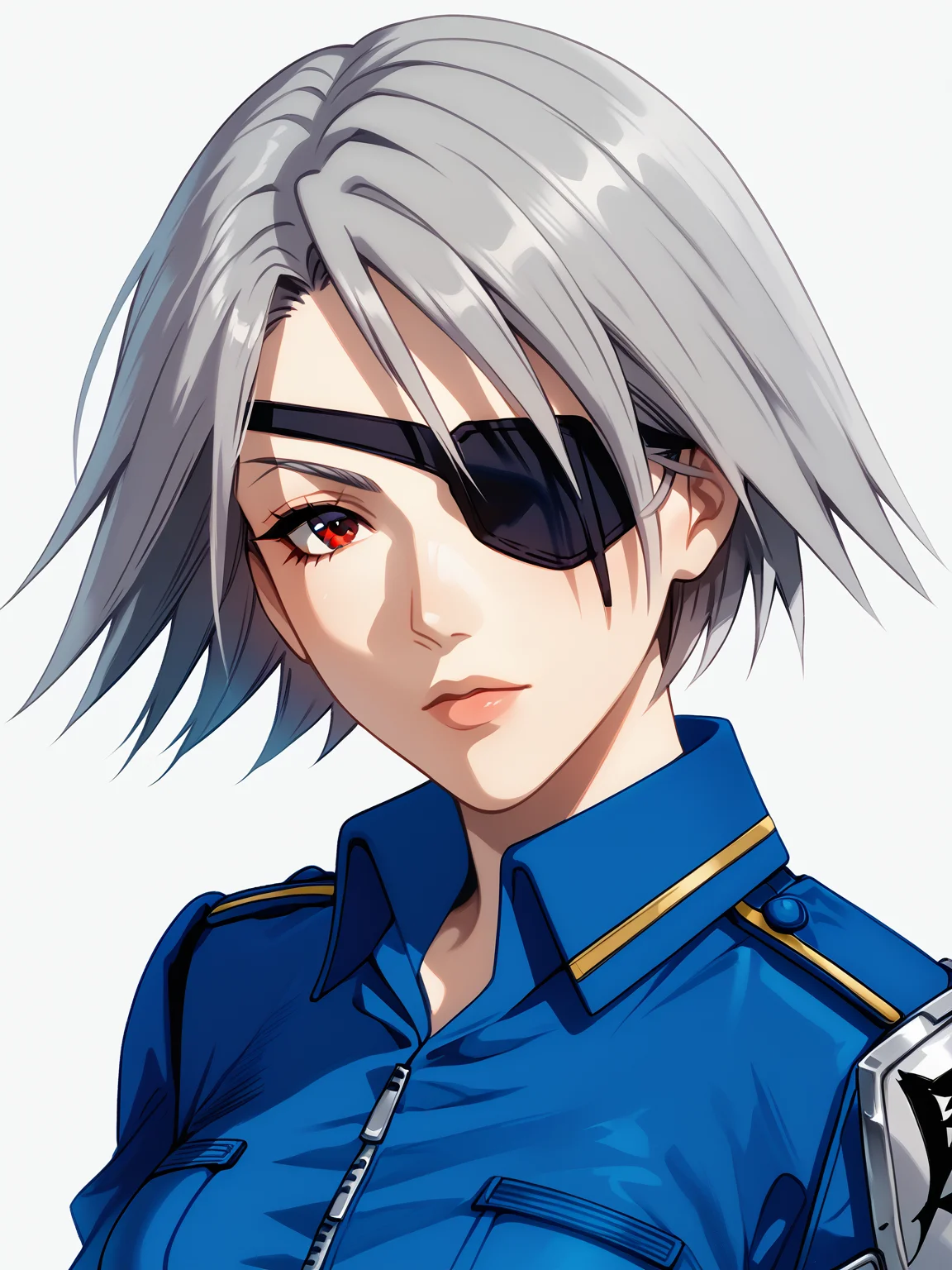 1girl, <lora:Fuu-Fuujin _ KH2-FF8_Pony:0.85> fuujin \\(ff8\\), score_7_up, grey hair, red eye, black eyepatch,
<lora:Pony_DetailV2.0:1> <lora:zPDXL3:1> <lora:zy_Realism_Enhancer_v1:1>
blue uniform