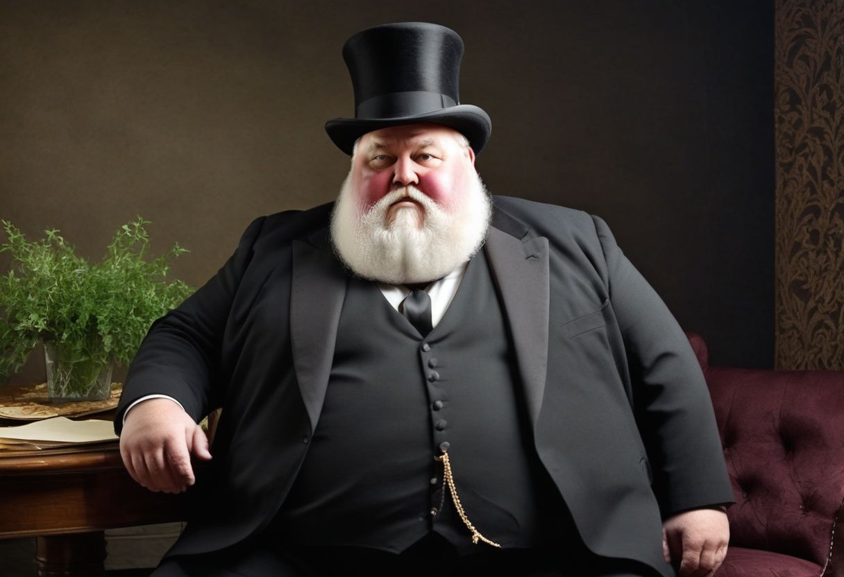 gf_oliver, obese bearded grandpa, wearing formal dress, top hat