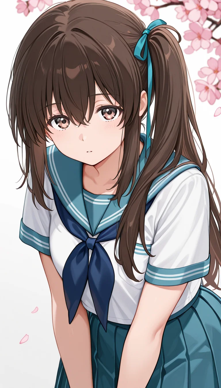 IllusP0s, good quality, high quality, highest quality, extremely high quality, incredibly absurdres, superabsurd res, 4k, 8k, incredibly high quality, absurdly high quality, unbelievably high quality, ultra high quality newest, (detailed eyes:1.4), ((ultra detailed hair:1.4)),
BREAK
1girl, ((solo)),katase_h1na_make_happy,Blue ribbon, Side Ponytail <lora:Katase_Hina-Make_Hina_happy:1>
(serafuku), white blouse, ((light blue pleated skirt:1.3)), dark blue neckerchief, Light blue short sleeves, dark blue line
BREAK
blank background, cowboy shot, narrowed eyes, (upturned eyes), blank stare, staring, ((looking at viewer)),sad, parted lips expressionless,((upper body)) ,((Sorrowful expressions))
((cherry blossoms))