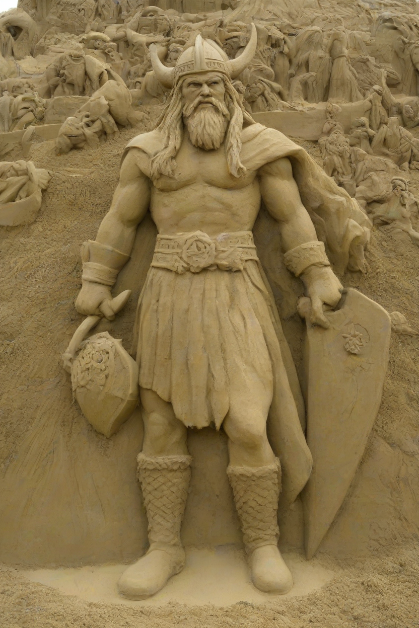 <lora:PE_SandSculpture:0.8>  PESandSculpture, sandsculpture,sand,
viking