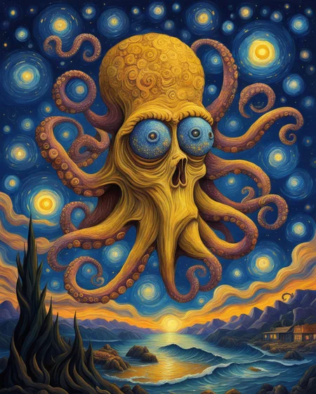 The Starry Night but the old gods are rising <lora:Old_gods_rising_SDXL:0.8>