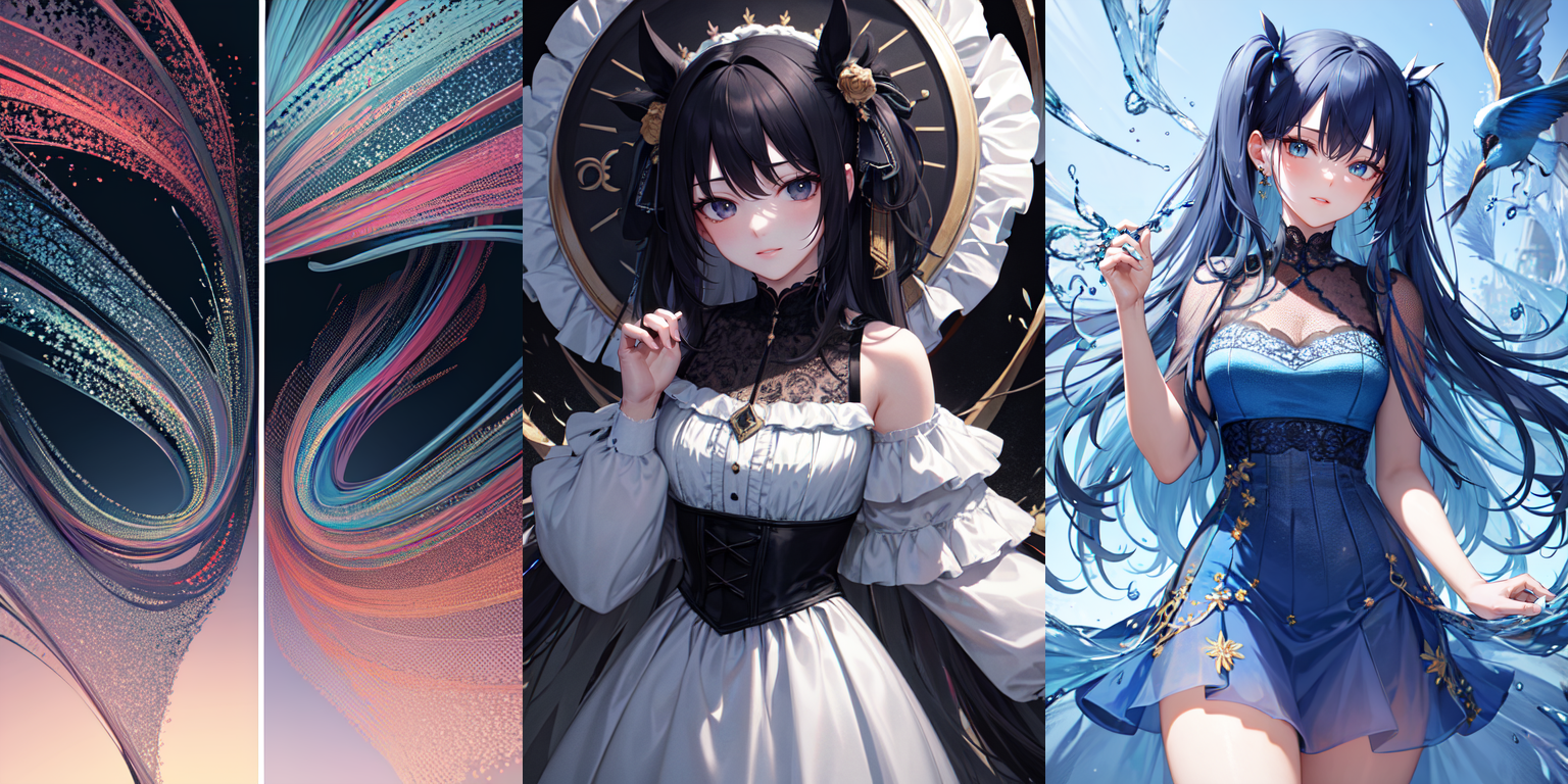 highly insanely detailed, masterpiece, top quality, best quality, highres, 4k, 8k, RAW photo, (very aesthetic, beautiful and aesthetic), two side up, 
__lazy-wildcards/dataset/background-color__, 
<lora:two_side_up-1.0:0>âââ
