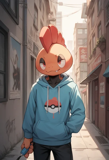 porn, BREAK, <lora:Scrafty:1> pokemon(creature), anthro scrafty , male, yellow, hoodie, ((holding paint spray)), painting a graffiti at the wall, alley, zPDXLrl, <lora:Pony_QualityV4.0:1.12>, zPDXL2, zPDXLxxx