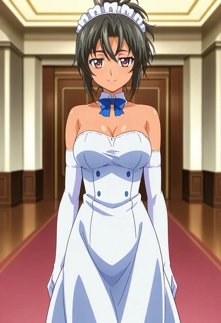 masterpiece, best quality, amazing quality, very aesthetic, absurdres, suzukimirano, anime coloring, source anime, indoors, ballroom, blurry background,
BREAK
1girl, CynthiaSagrit, purple eyes, dark-skinned female, black hair, standing, seductive smile, maid, white strapless dress, beautiful dress, white elbow gloves
