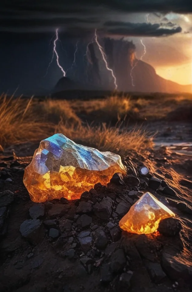(Introduce quality iteratively))((large glowing transparent natural mineral, mystic light inside, sunbeam, sunset, lightnings, dramatic lighting))(evocative depth of field)(grounded sharpness)(abyss black point)(art of genius)(earthly gradients)(earthy colorful saturated hues))(earth corners vignette))
<lora:LCM-LoRA-XL_V1:0.21>
<lora:SDXLHighDetail_v5:0.3>