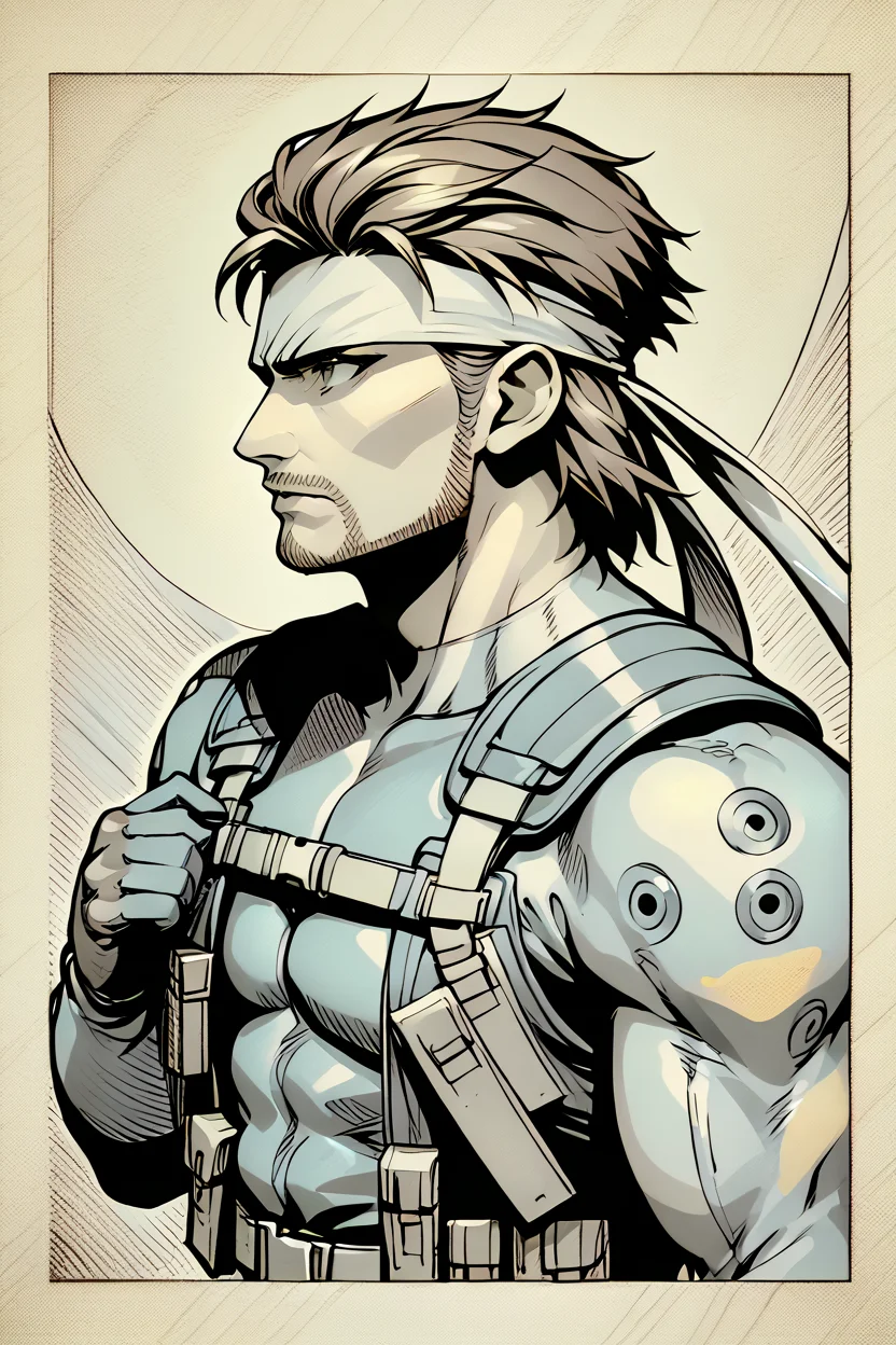 score_9, score_8_up, score_7_up, score_6_up, source_anime BREAK 1boy, solo <lora:solidsnake-pdxl-nvwls-v1:1> solidsnake, headband, brown hair, beard, facial hair, blue bodysuit, gloves, harness, belt pouch, upper body, portrait, serious, black background, expressionless, monochrome, greyscale, <lora:traditional_slider_v1_NEGWEIGHT:-1.1> profile, border