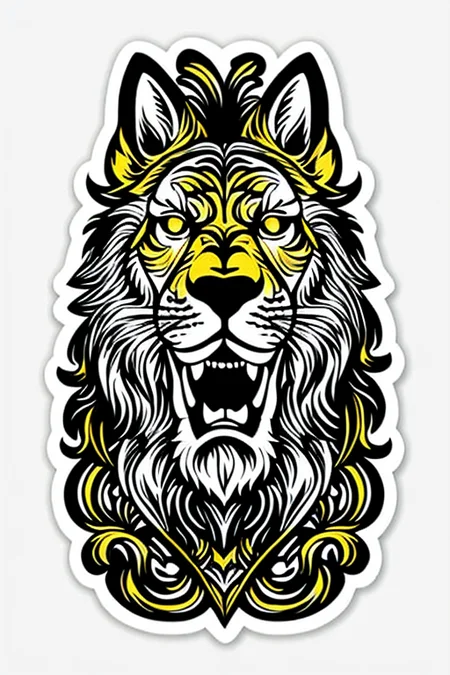 leo animal ((stickers)) retro (high quality) <lora:stickersAnimeStyle_v10:0.6>