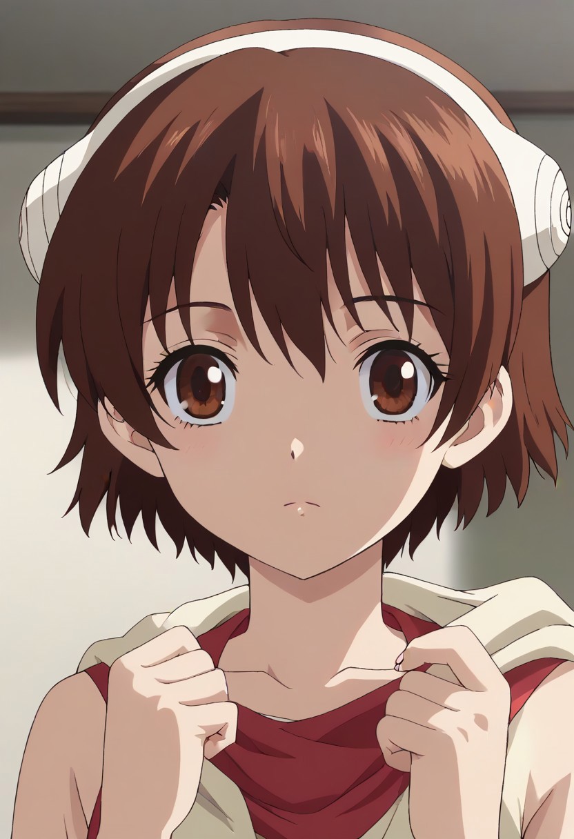 <lora:SlimesYuzuriha:1>, slimes_yuzuriha, woman, solo,short hair,brown hair,brown eyes,