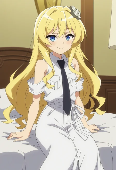 score_9, score_8_up, score_7_up, score_6_up, score_5_up, score_4_up , anime coloring ,BREAK source_anime, anime,screencap,
1girl, solo, alicek, collared dress, black necktie, pocket, white ribbon, <lora:PonyXL Alice Kisaragi V2:1>
indoors,bedroom
smile, looking at viewer, sitting on bed,