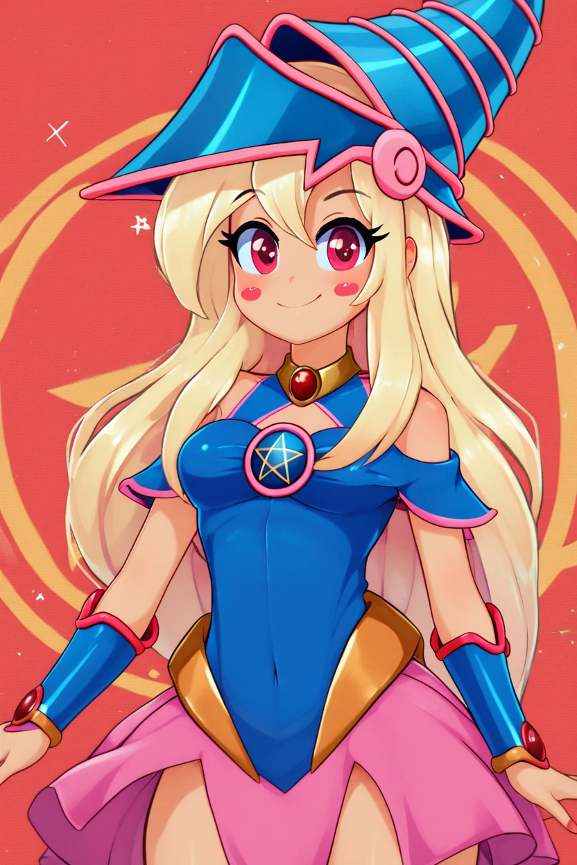 score_9, score_8_up, score_8, large breasts, (curvy), cute, eyelashes,       ,,, , ,,, zzPrismagicCitronOC, hair between eyes, red eyes, blonde hair, long hair, blue headwear, wizard hat, bare shoulders, detached sleeves, pentacle, dress, blush stickers,  <lora:Prismagic_CitronOC_PDXL:0.8>,     ,,,, BREAK, smile, looking at viewer, cowboy shot, ,,, embedding:zPDXL, <lora:theButcherXPDXL:0.8>,