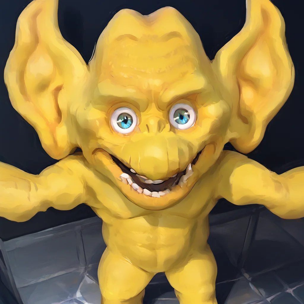 <lora:freddiefreaker:1> monster, yellow body,   <lora:Fisheye_view:0.8> Fisheye View